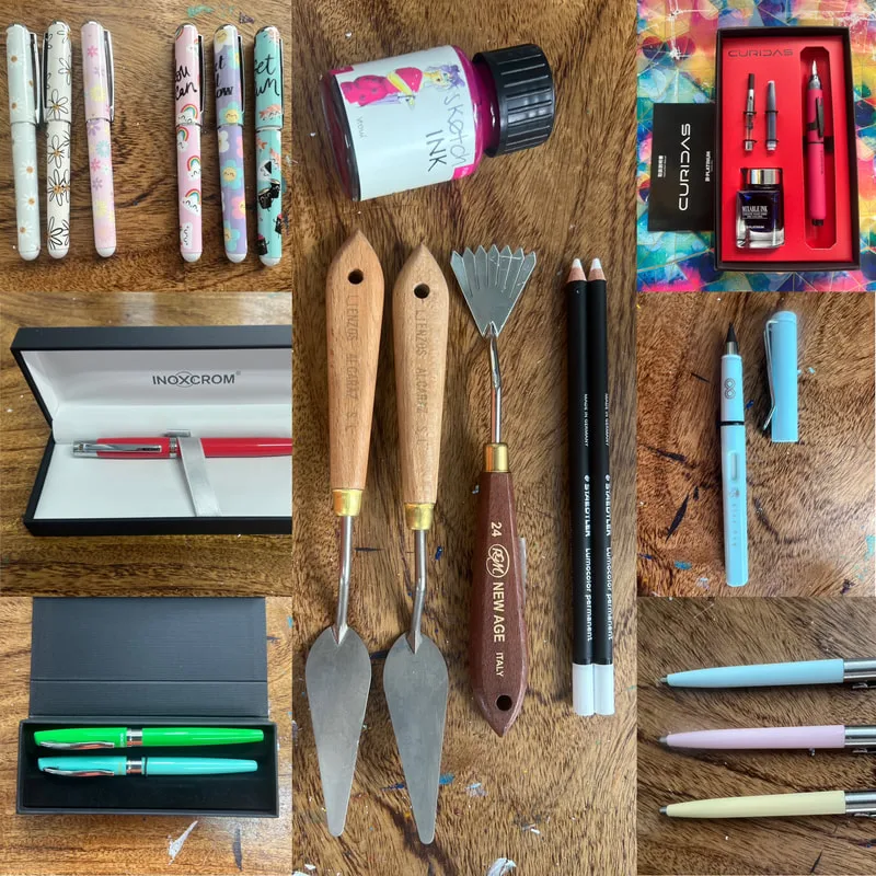 pens and art supplies bought in Barcelona by Angeline Marie Martinez