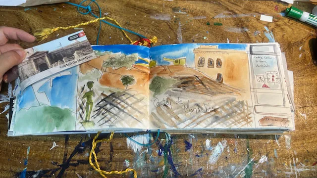 Montjuic sketchbook page Angeline Marie Martinez
