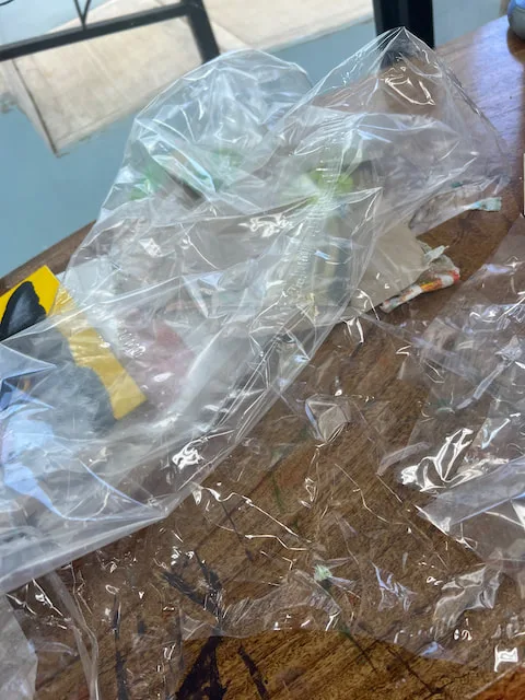 plastic wrap from packaging