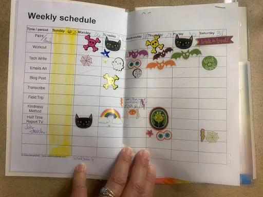 Front cover of my Outage Thrive Kit; inside page of the last Outage Thrive Kit, circa October, 2020; back cover of Outage Thrive Kit
