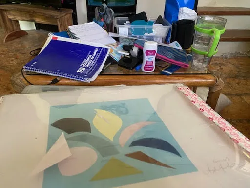 coffee-table-studio-for-collaging-papers-from-painted-swatches