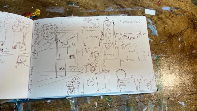 Sketches while walking around Bogota, near the National Museum by Angeline Marie Martinez